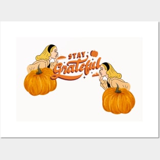 Retro Thanksgiving Stay Grateful Posters and Art